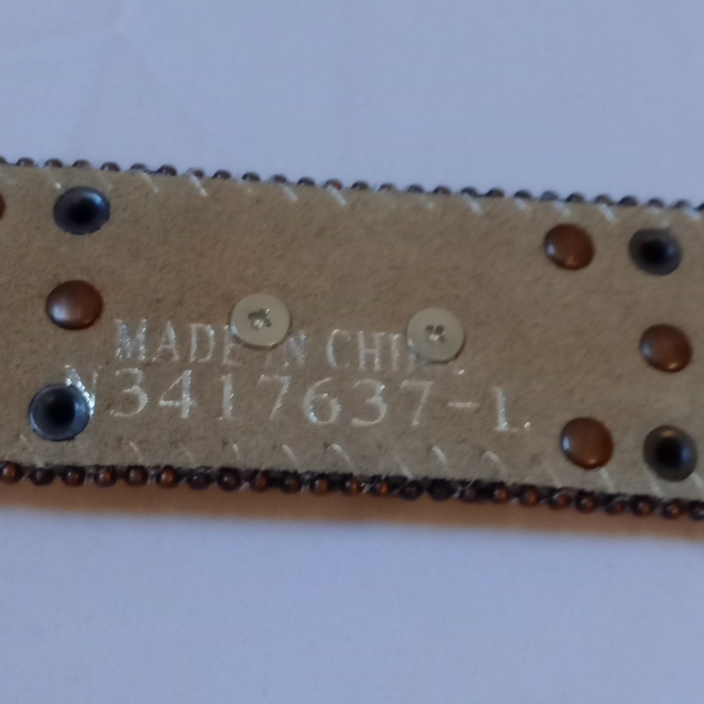 Nocona Brown Fur Belt with Rhinestone Accents - Picture 5 of 11